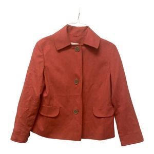 Akris Punto Wool Blend Jacket 6 Orange Button Down Angora Winter Blazer Designer